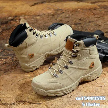 2023 Уличные Водонепроницаемые мужские тактические ботинки для пустыни, Замшевые Кожаные походные ботинки, мужские кроссовки, Легкие Армейские ботинки в стиле милитари.