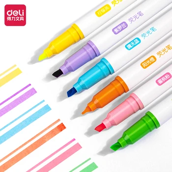 6шт Deli S747 6 цветов Маркер для рисования, маркерная ручка для школьников, канцелярские принадлежности для офиса