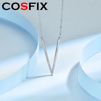 COSFIX 2022 Круглая Огранка D VVS1 Муассанитовое Ожерелье Из Стерлингового Серебра 925 Пробы с Бриллиантовой Подвеской Ожерелье для Женщины Подарок Девушке