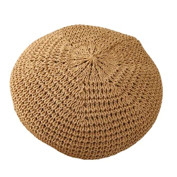 Женская летняя плетеная соломенная шляпа-берет, вязаная крючком соломенная кепка, солнцезащитная шляпа, шляпа французского художника, Пляжная шляпа ручной работы, подарок для нее