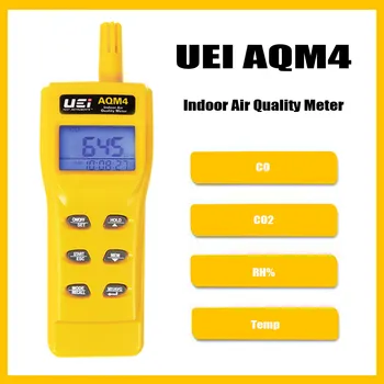 Измеритель качества воздуха в помещении UEI AQM4 CO, CO2, температура, относительная влажность,% Большой ЖК-дисплей с синей подсветкой, звуковой сигнал, Макс/мин.UEIAQM4.