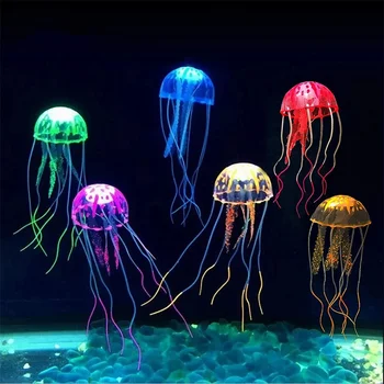 Искусственные плавающие Светящиеся флуоресцентные Медузы Украшение Аквариума Аквариум с рыбками Подводное растение Украшение морского водного пейзажа