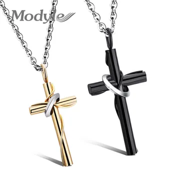 Ожерелья и подвески с крестом Modyle для мужчин и женщин из нержавеющей стали, мужские ожерелья с подвесками золотистого цвета, молитвенные украшения