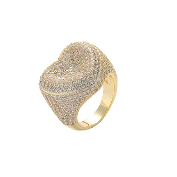 Ювелирные изделия Bling, женские кольца с сердечками, кольцо Micro Pave CZ, мужские украшения в стиле хип-хоп в подарок R058